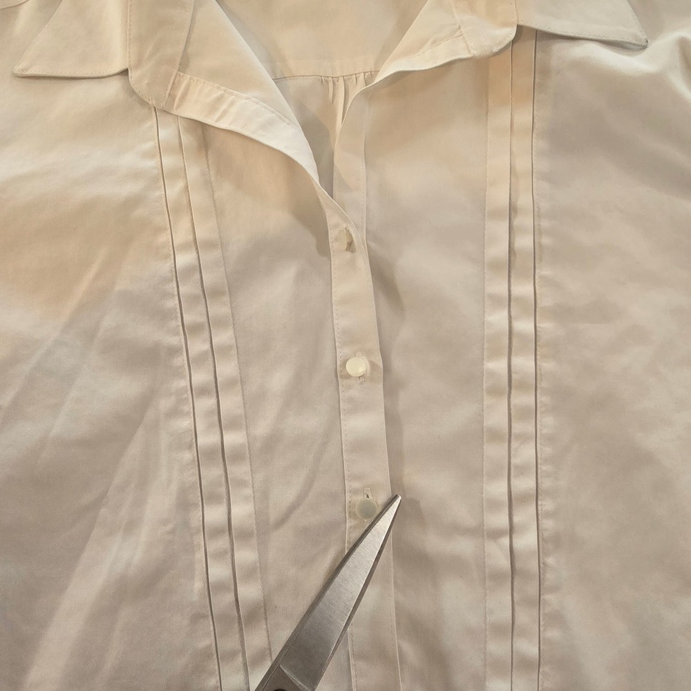 Coldwater Creek Shirt Womens  PL Petite Large White Cotton Pleated Long Sleeve - Picture 10 of 10